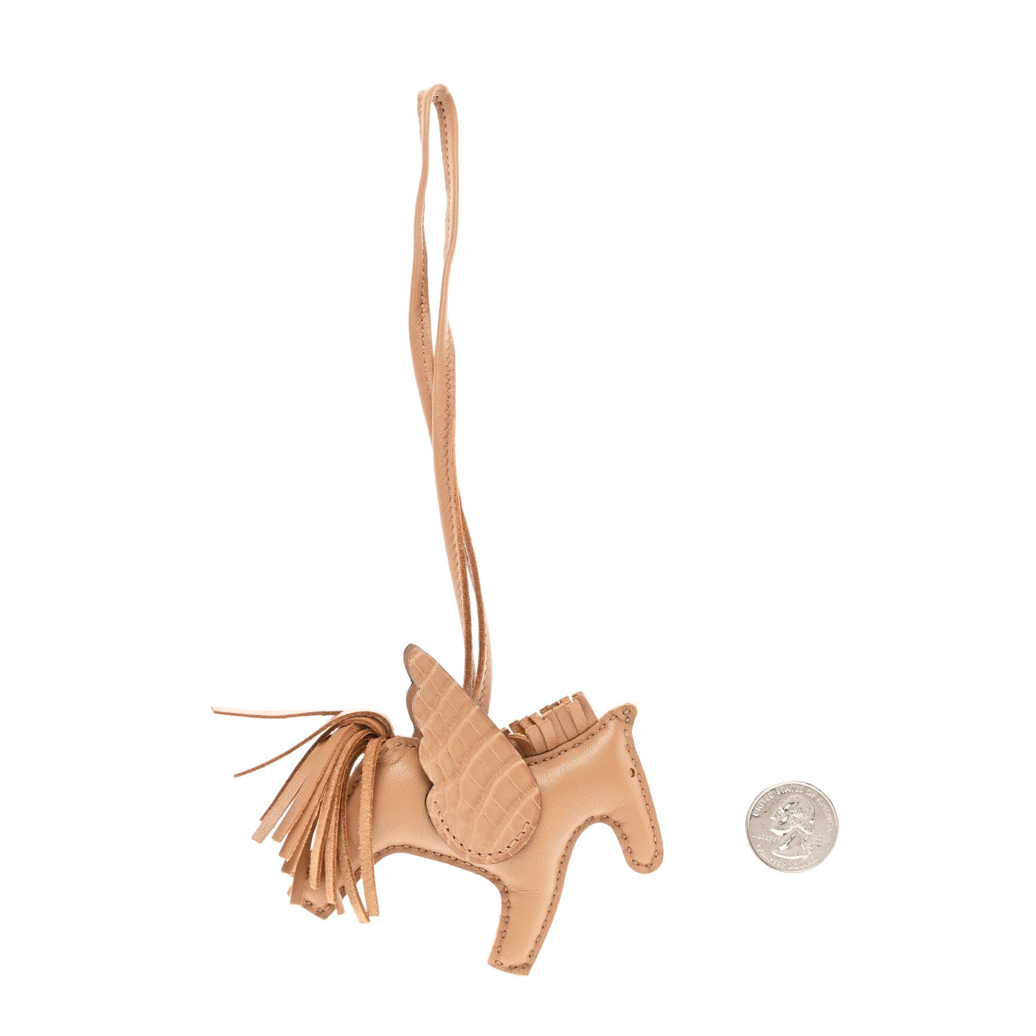 Hermes Milo Lambskin Matte Alligator Touch Grigri Rodeo Pegase Horse Bag Charm PM Chai 2 of 5