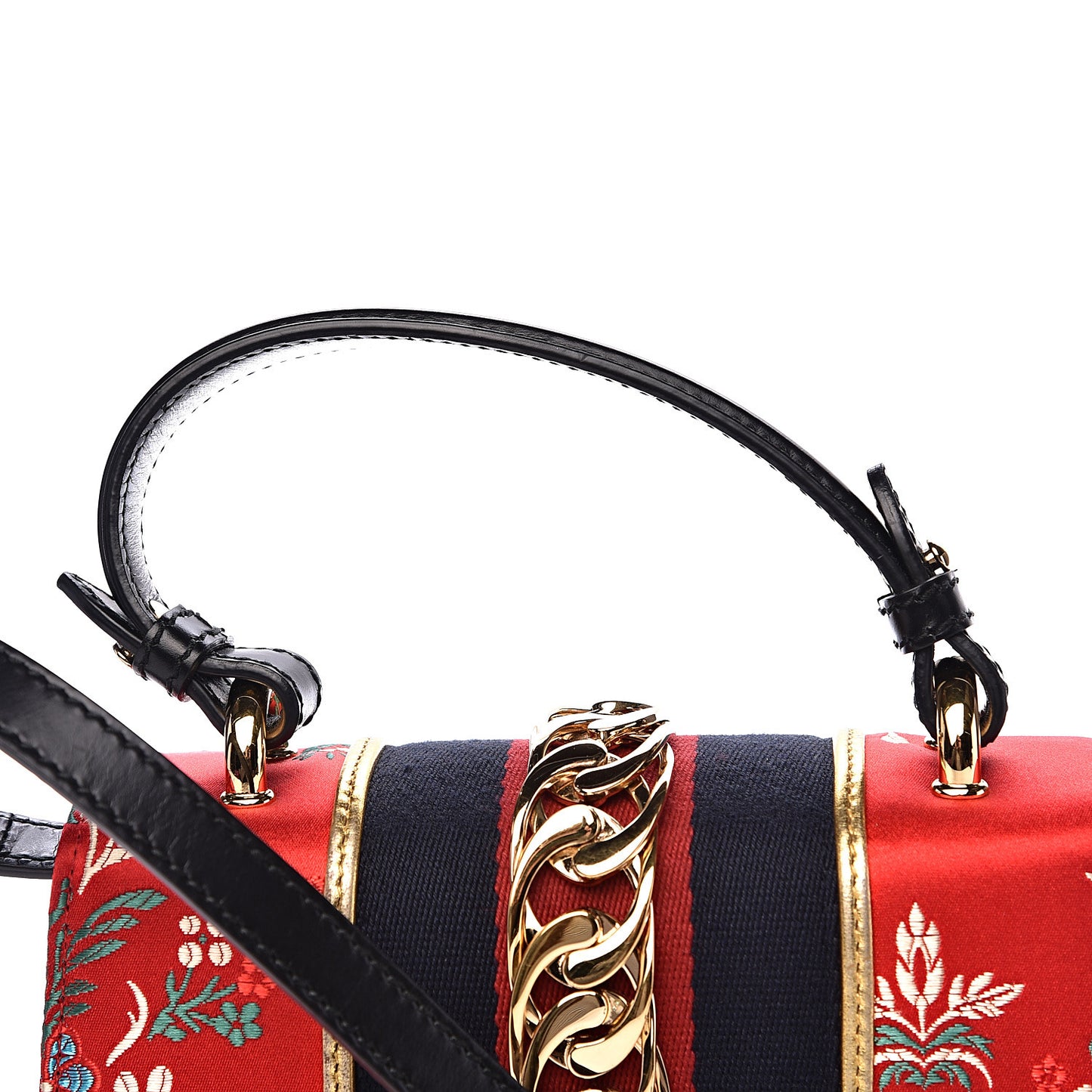 Jacquard Floral Mini Sylvie Top Handle Bag Red Multicolor Black