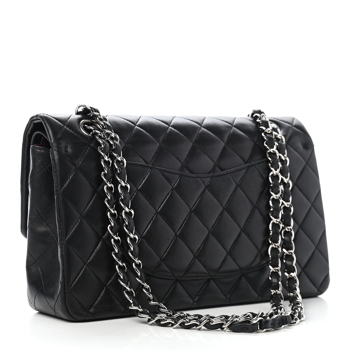 Lambskin Quilted Medium Double Flap Black