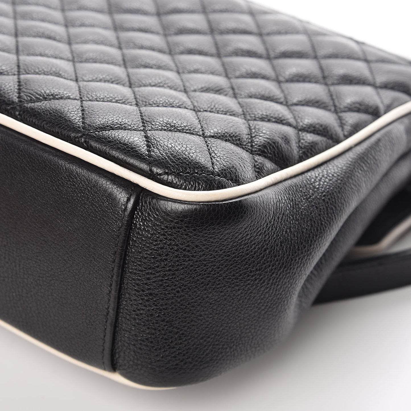 Calfskin Mixed Matelasse Triquilt Large Monogram Envelope Satchel Black White