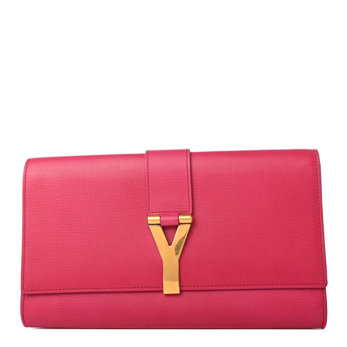 Calfskin Classic Y Ligne Clutch Fuchsia