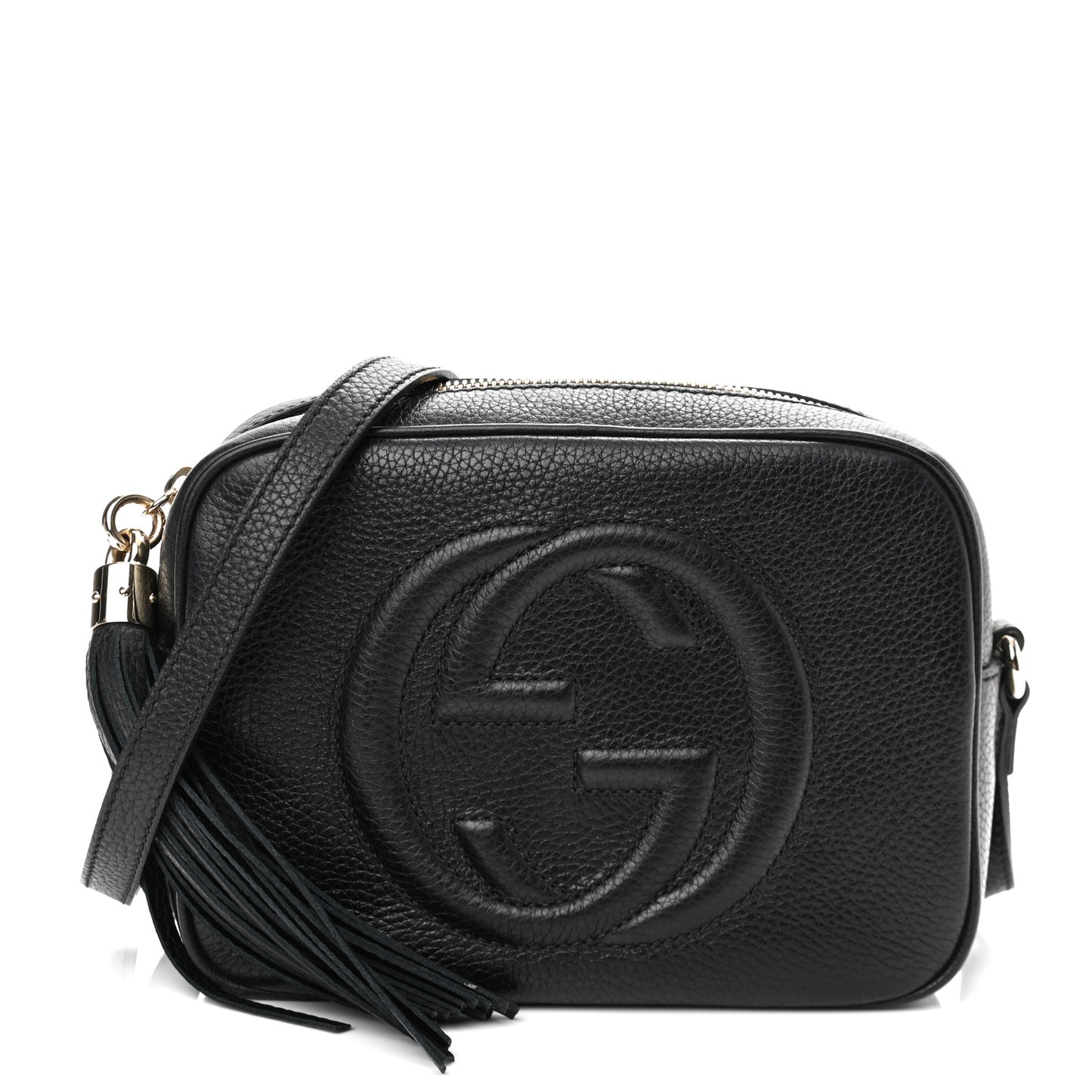 Pebbled Calfskin Small Soho Disco Bag Black
