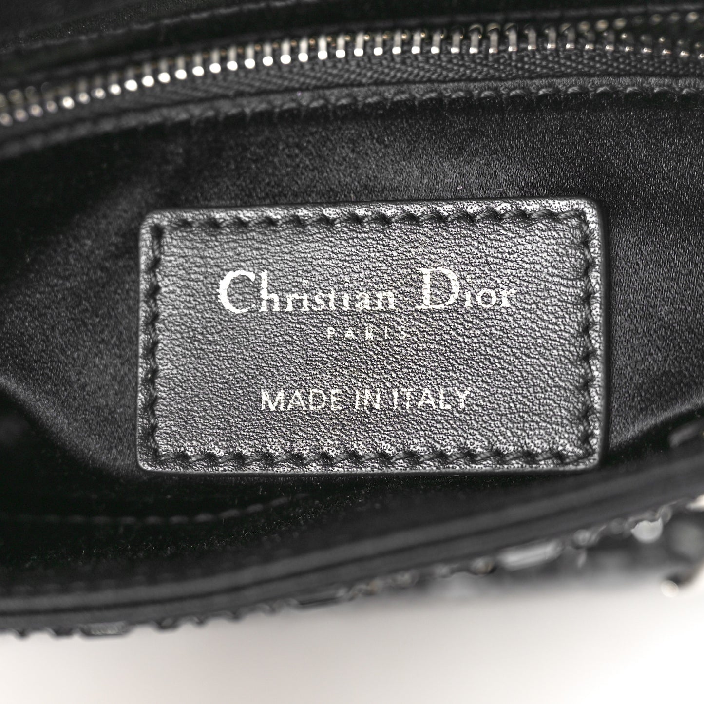 Satin Crystal Cannage Mini Lady Dior Black