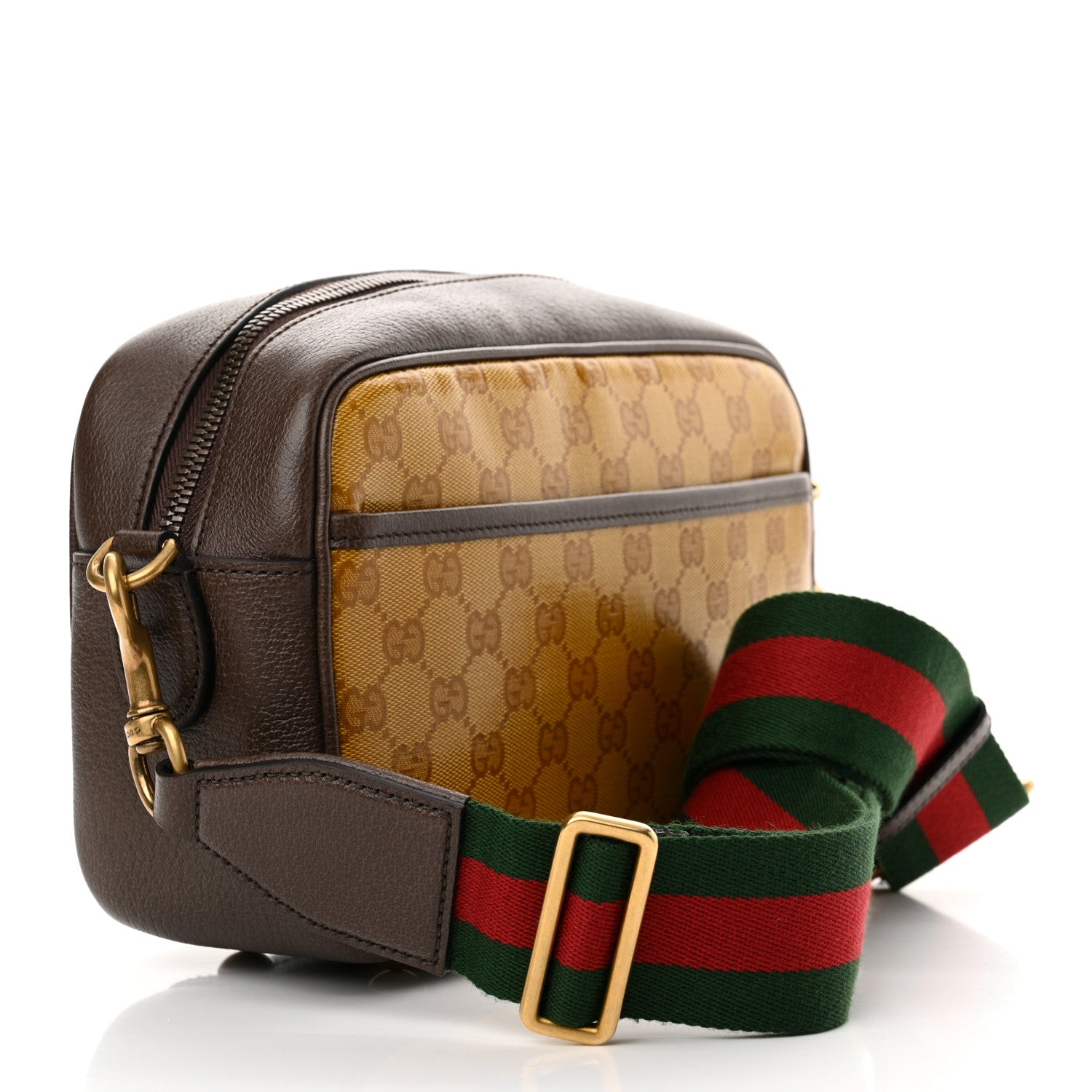 Gucci X ADIDAS Crystal Vintage Monogram Textured Dollar Calfskin Web Trefoil Logo Small Messenger Bag Mid Natural Nut Off White New Acero 3 of 11