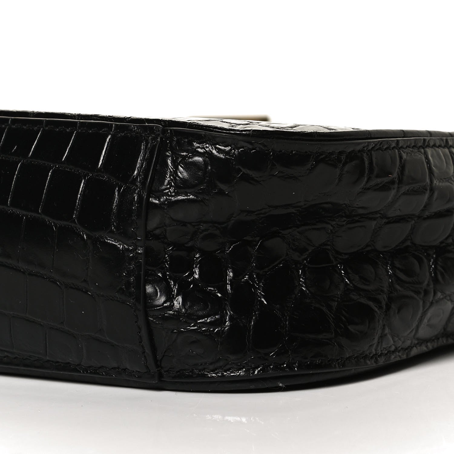 Saint Laurent Calfskin Crocodile Embossed Le 5 A 7 Hobo Black 10 of 10