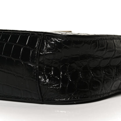 Saint Laurent Calfskin Crocodile Embossed Le 5 A 7 Hobo Black 10 of 10