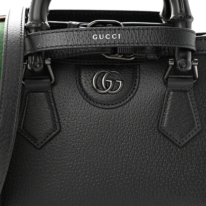 Gucci Textured Dollar Calfskin Web Monochrome Mini Diana Tote Bag Black 7 of 11