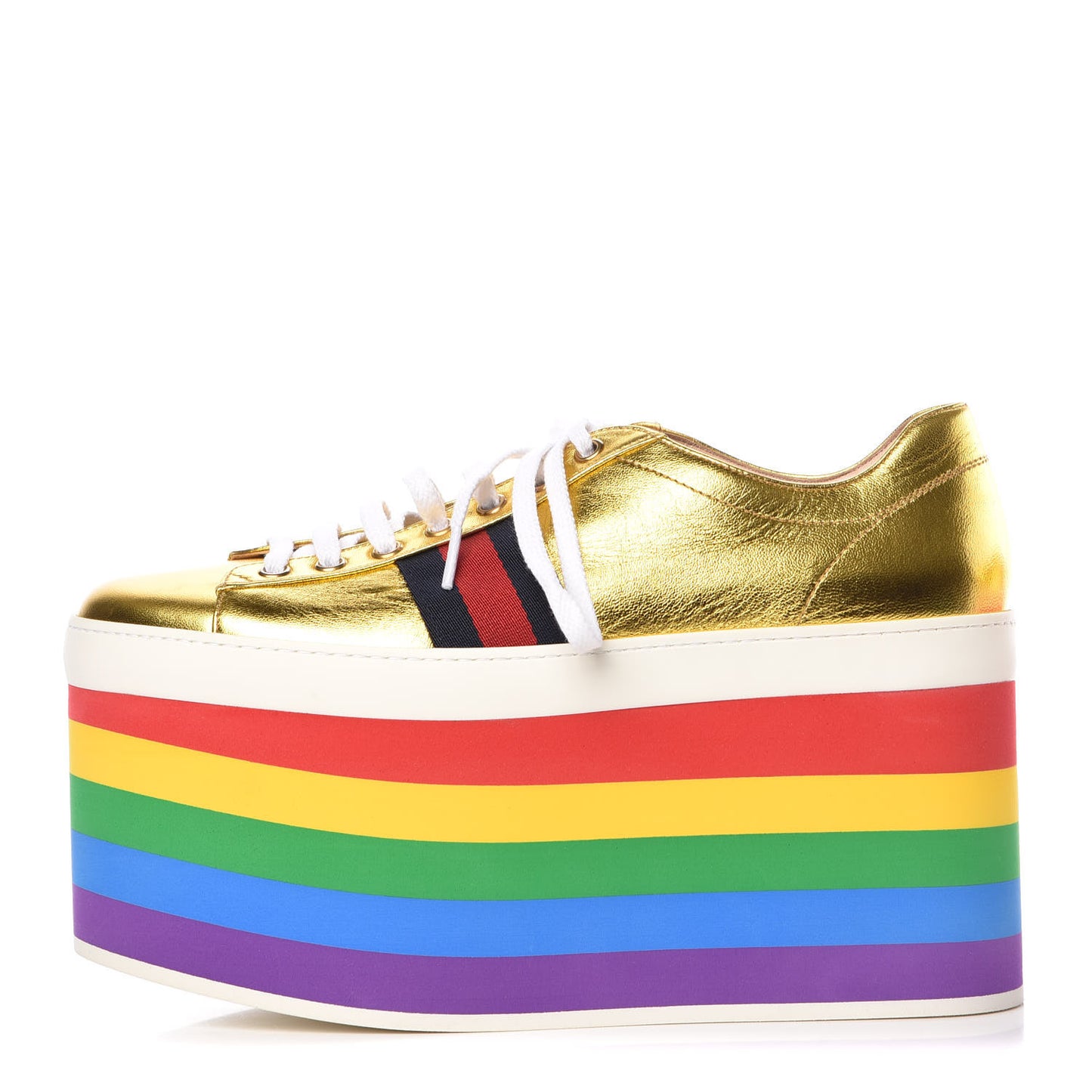 Metallic Nappa Peggy Platform Sneakers 39.5 Oro Vecchio