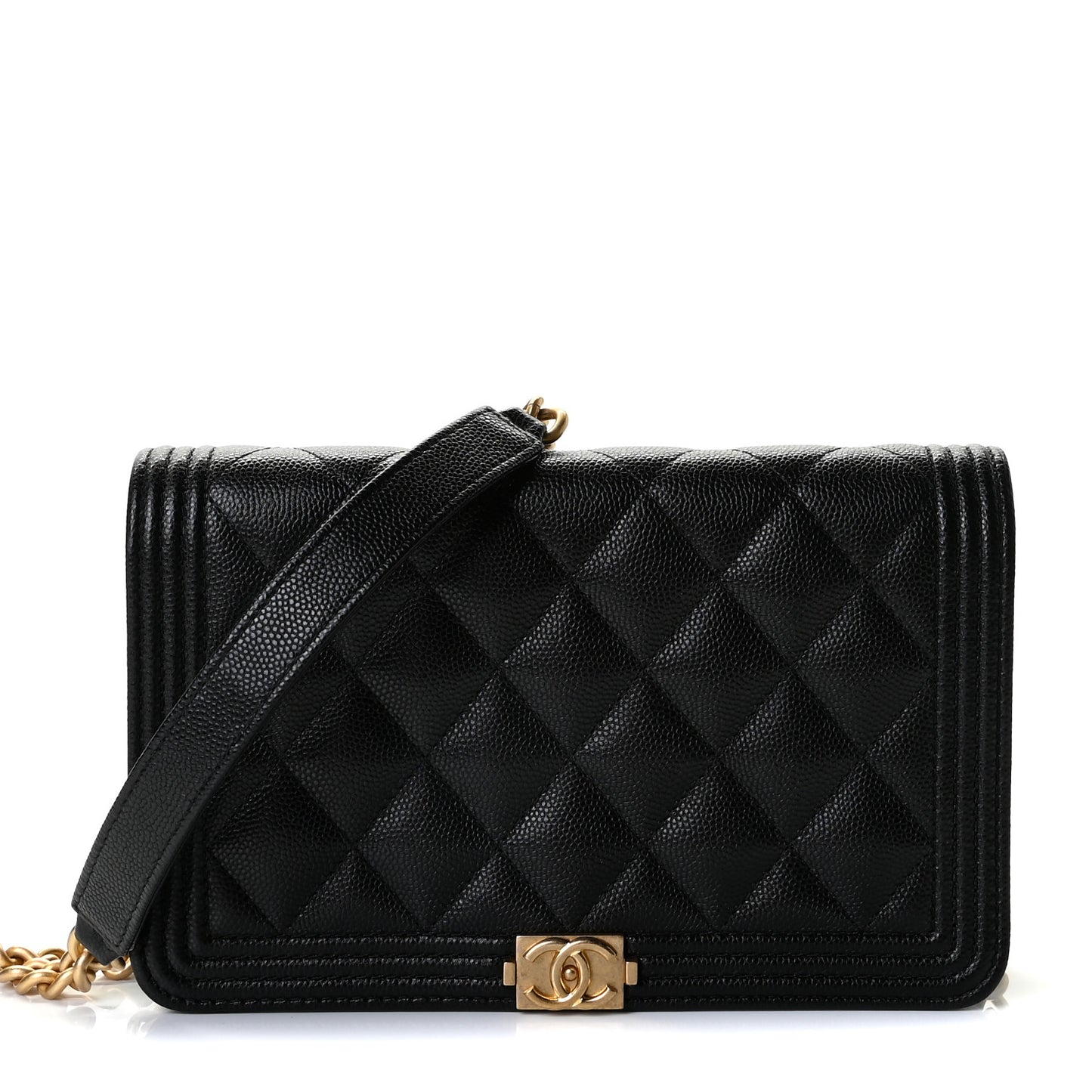 Caviar Quilted Boy Wallet On Chain WOC Black