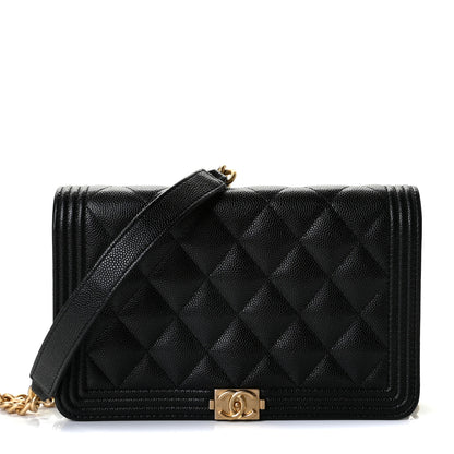 Chanel Caviar Quilted Boy Wallet On Chain WOC Black 1 of 8