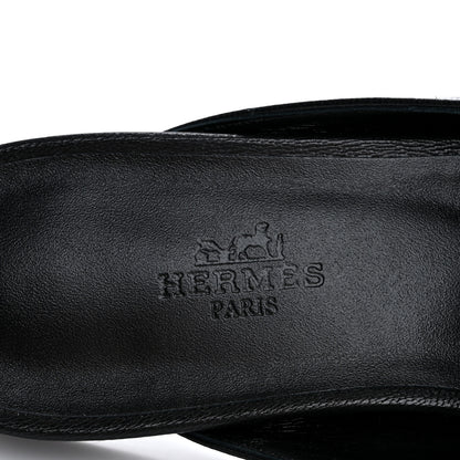 Hermes Goatskin Medor Studded Oz Mules 37.5 Black 8 of 10