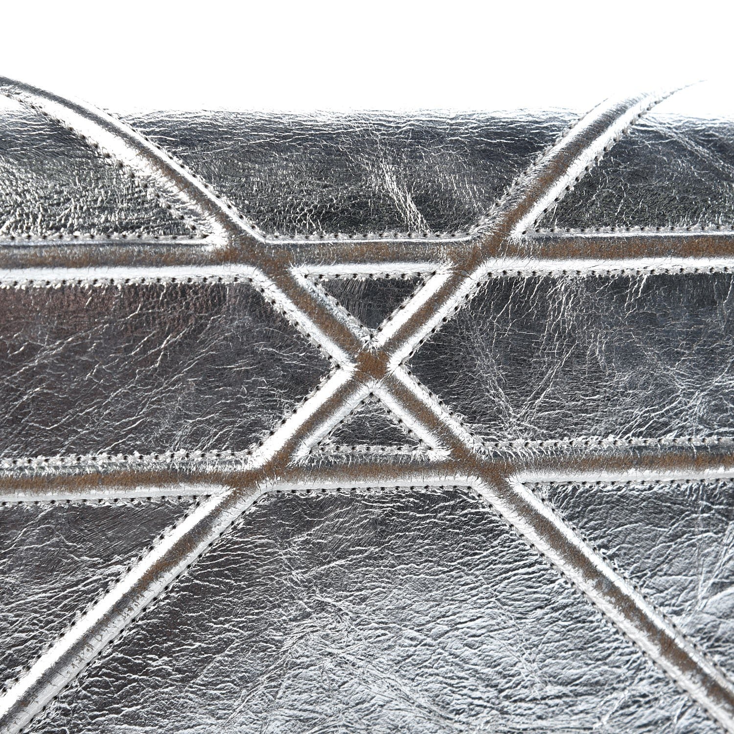 Christian Dior Metallic Crinkled Lambskin Medium Diorama Flap Bag Silver 8 of 13