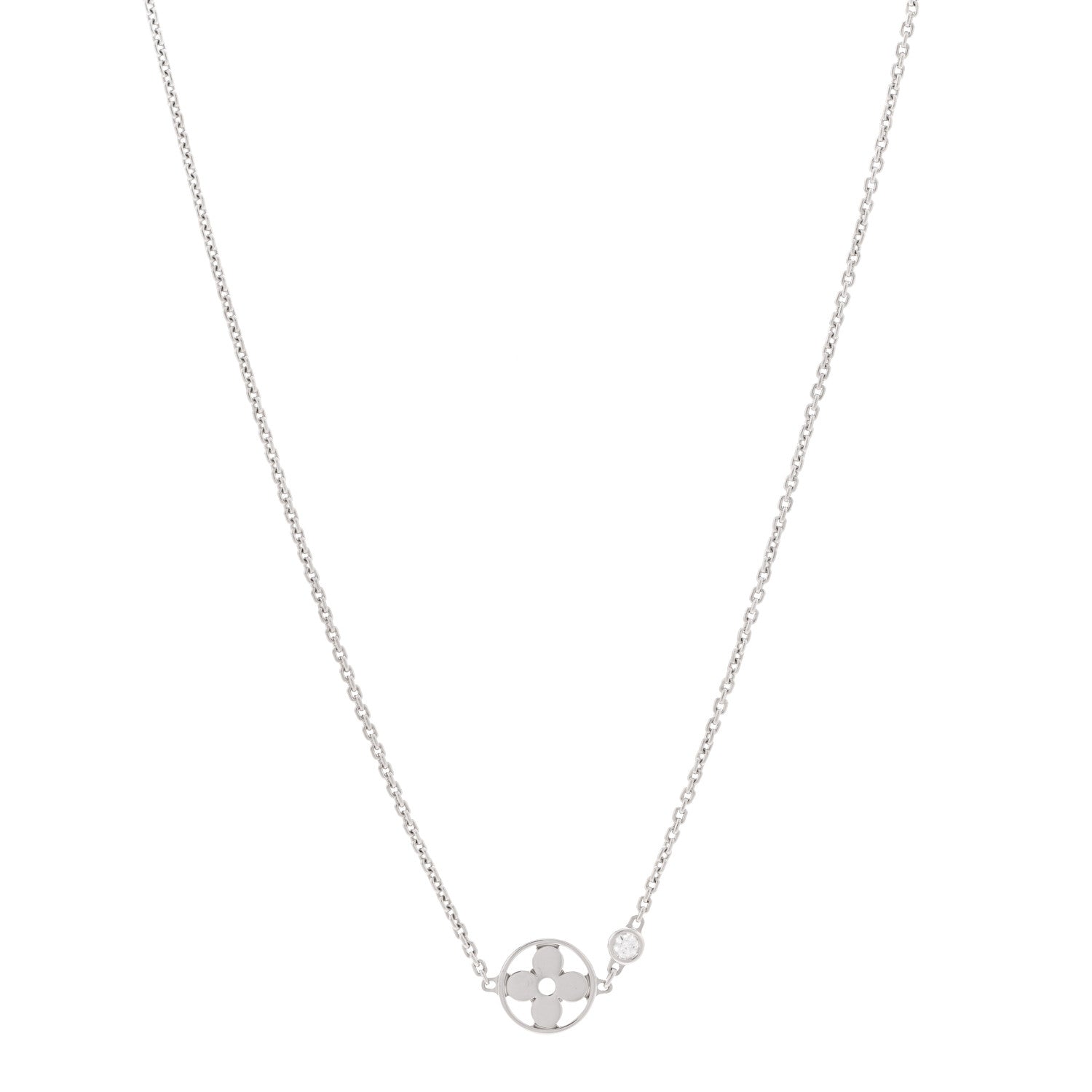Louis Vuitton 18K White Gold Diamond Idylle Blossom Pendant Necklace 1 of 5