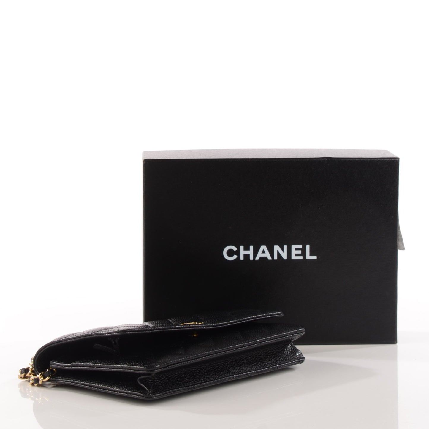 Caviar Quilted Wallet On Chain WOC Black