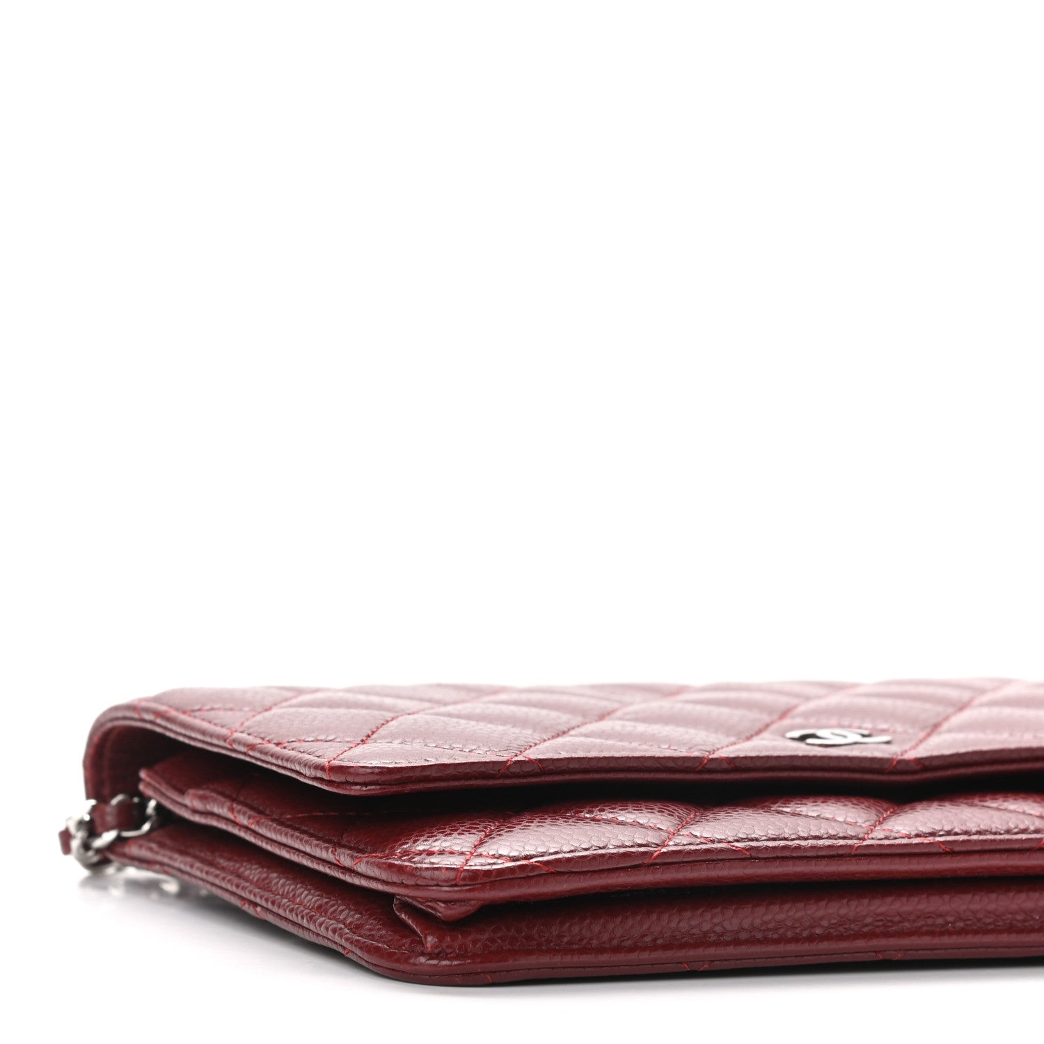 Chanel Caviar Quilted Wallet On Chain WOC Dark Red 10 of 12