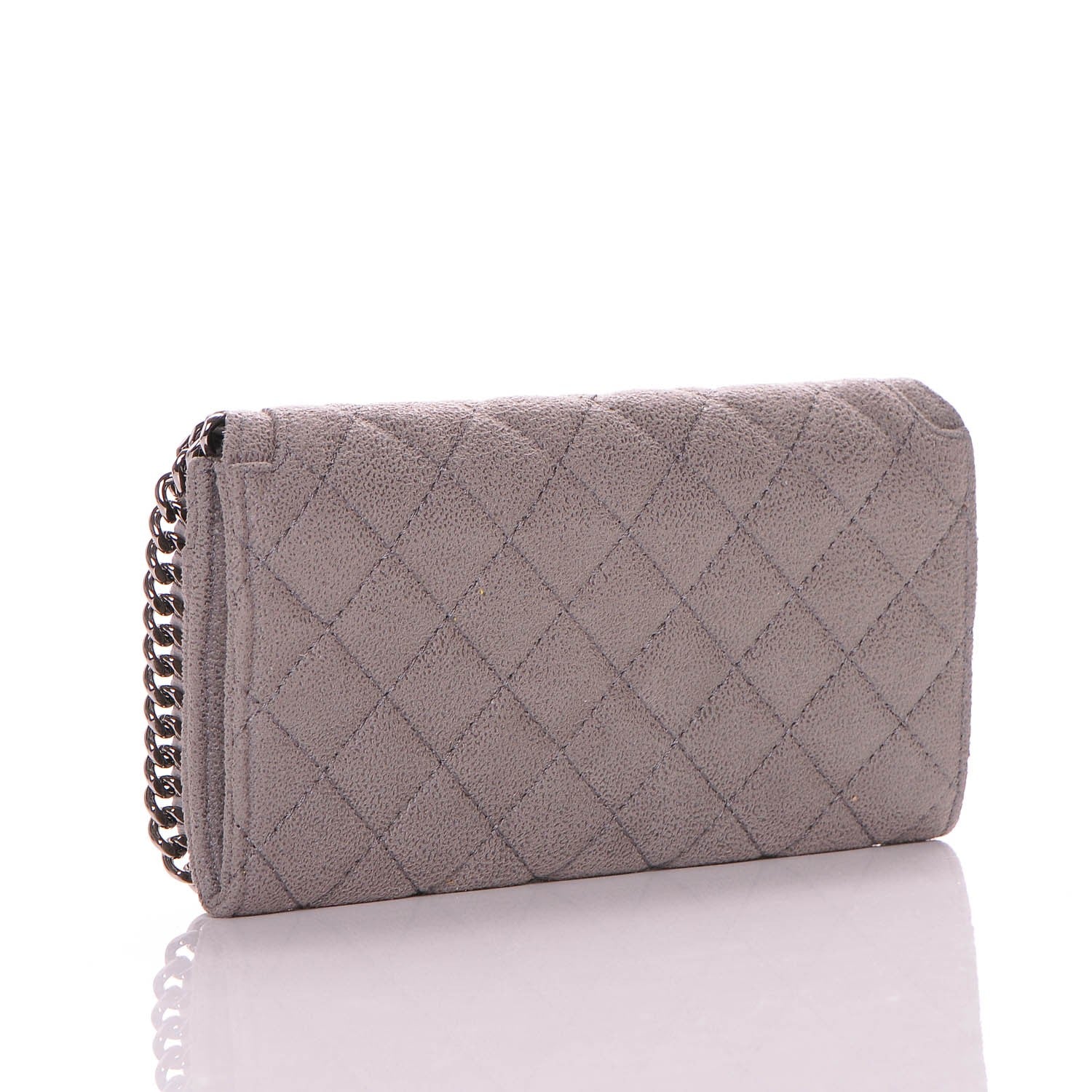 Stella McCartney Shaggy Deer Quilted Falabella Flap Wallet Grey 3 of 7