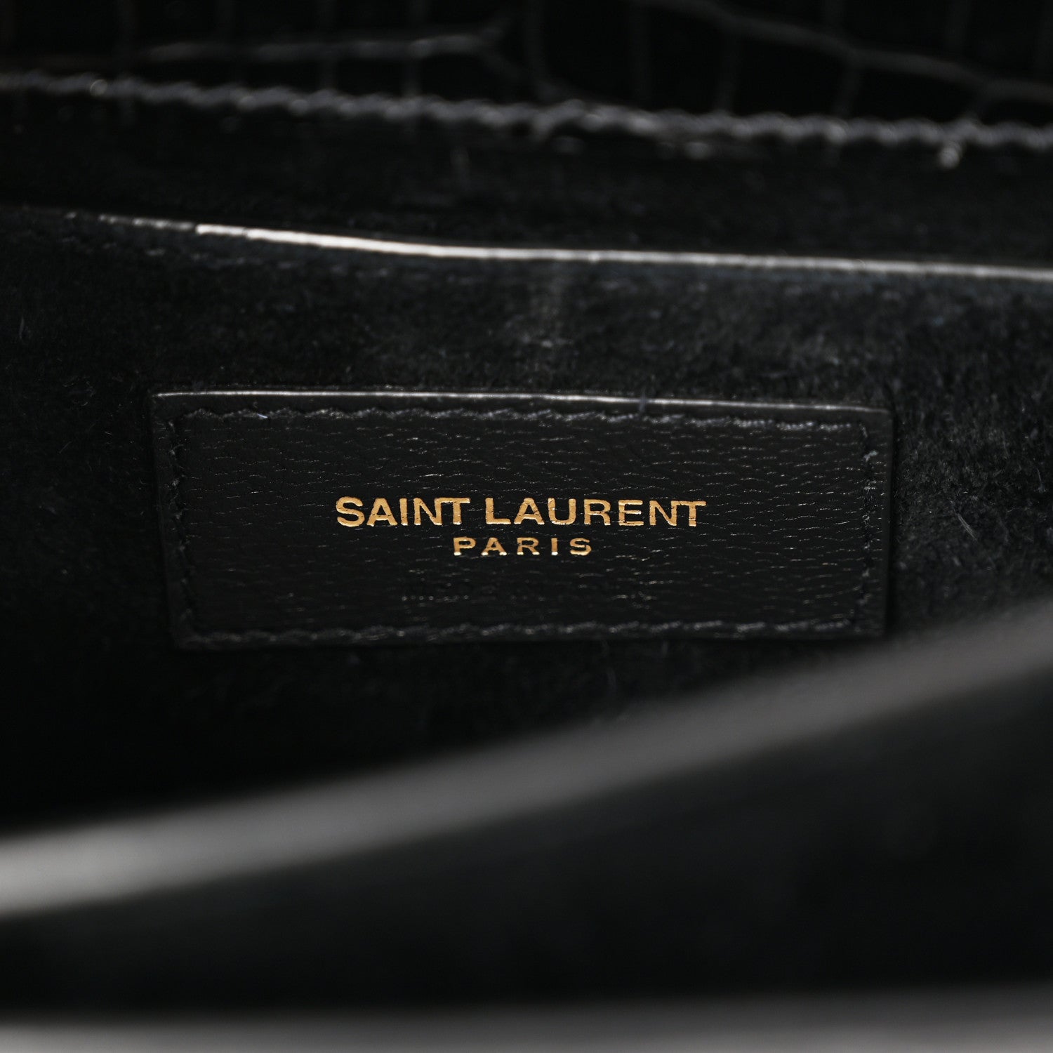 Saint Laurent Calfskin Crocodile Embossed Medium Monogram Sunset Black 6 of 12