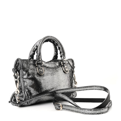 Balenciaga Metallic Calfskin Lizard Embossed Silver Metallic Edge Hardware Nano City Silver 4 of 12