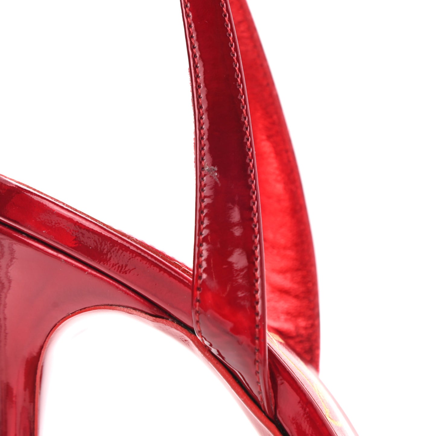 Shiny Patent Calfskin Queen Psych Loubi Ankle Strap Sandals 37.5 Red
