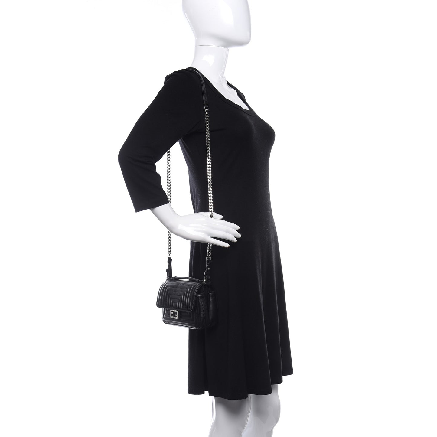 Shiny Nappa Trapuntata Micro Double Baguette Black