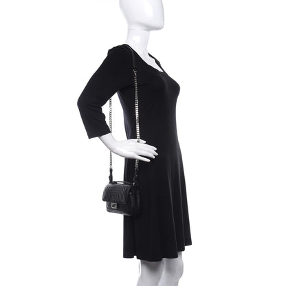 Fendi Shiny Nappa Trapuntata Micro Double Baguette Black 2 of 10