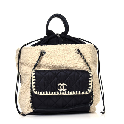 Chanel Wool Nylon Quilted Coco Neige Tote Black Ecru 1 of 5