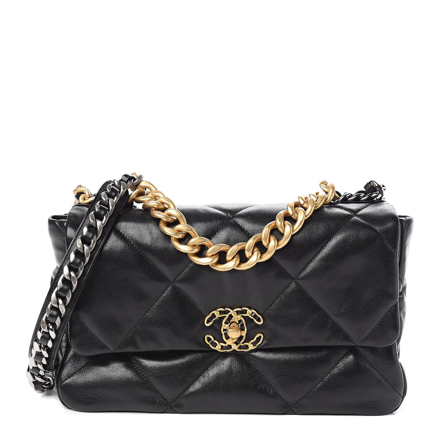 Lambskin Quilted Large 19 Flap Black