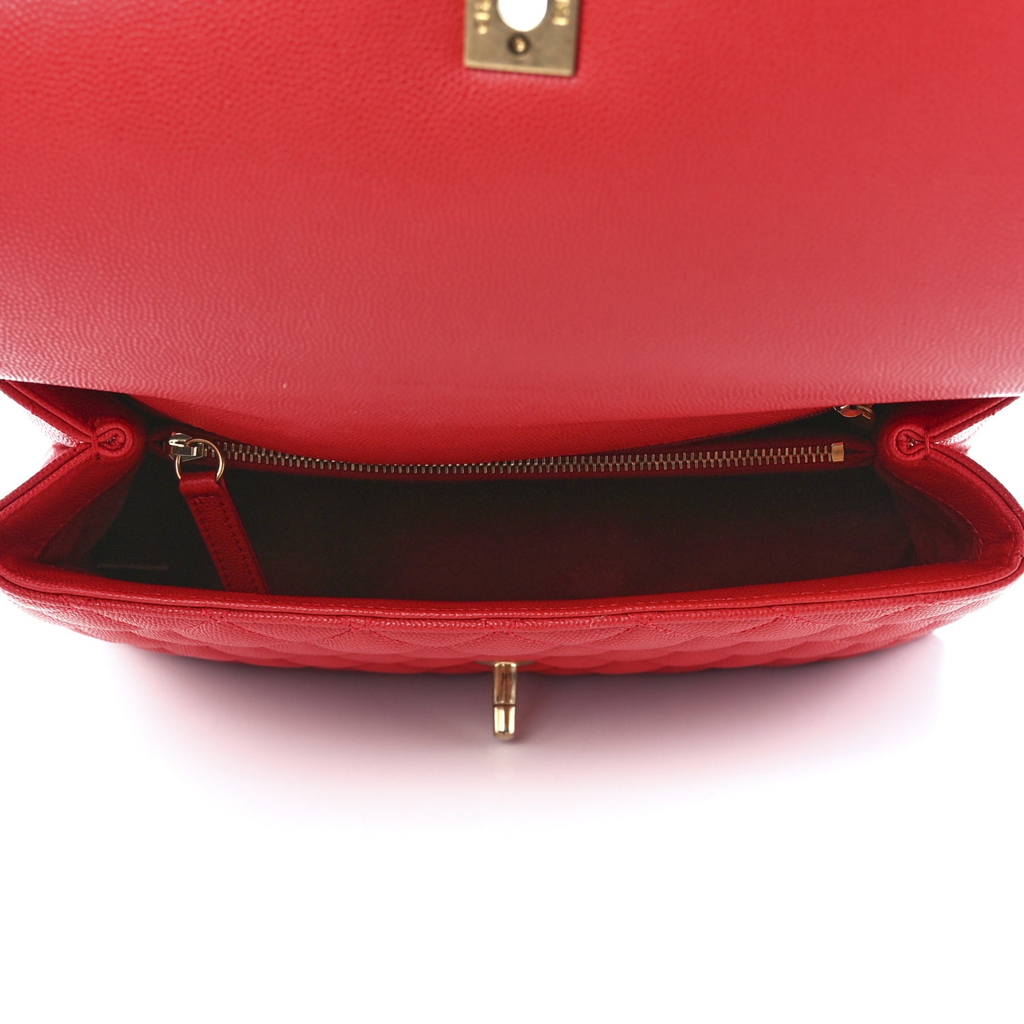 Caviar Quilted Small Coco Handle Flap Red