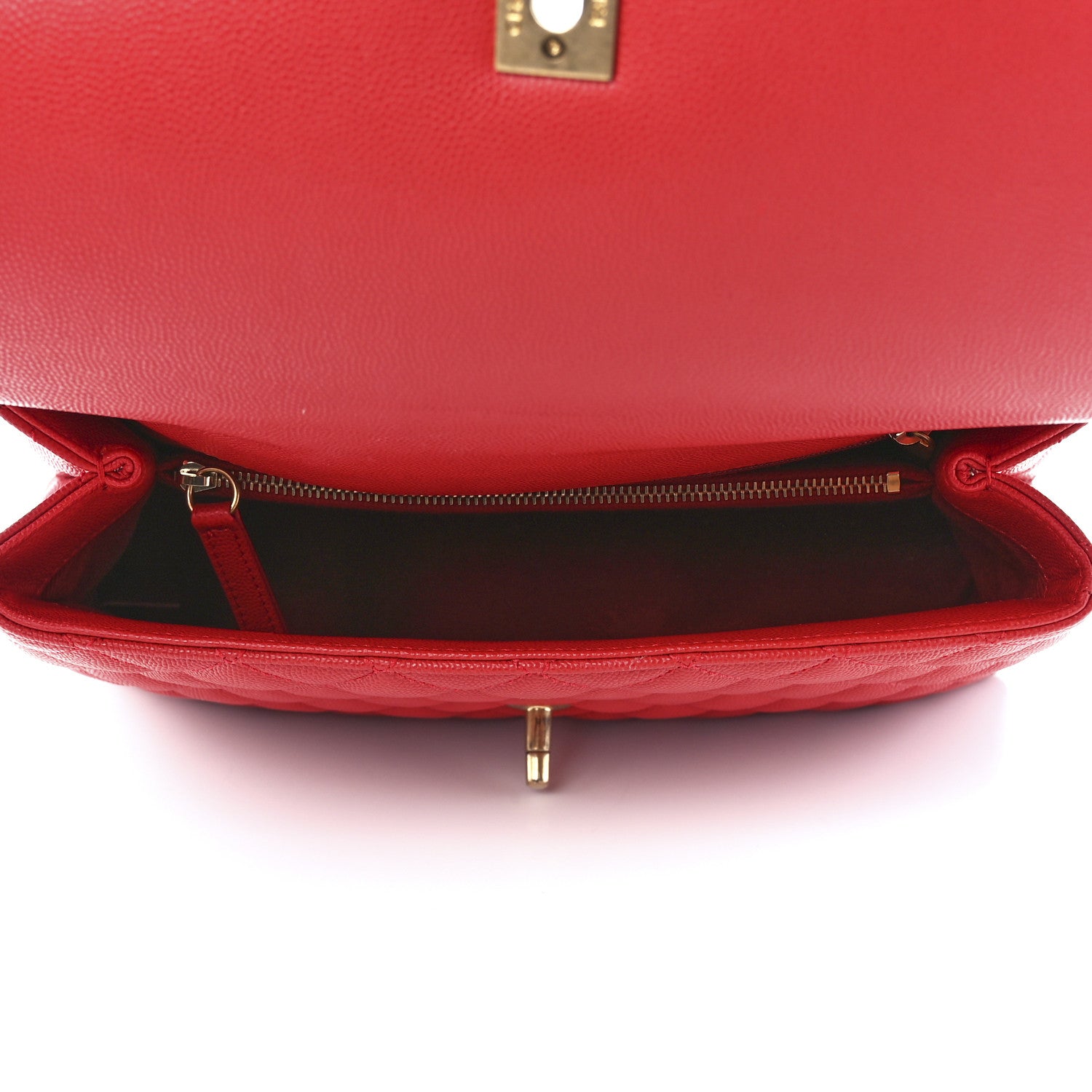 Chanel Caviar Quilted Small Coco Handle Flap Red 5 of 12