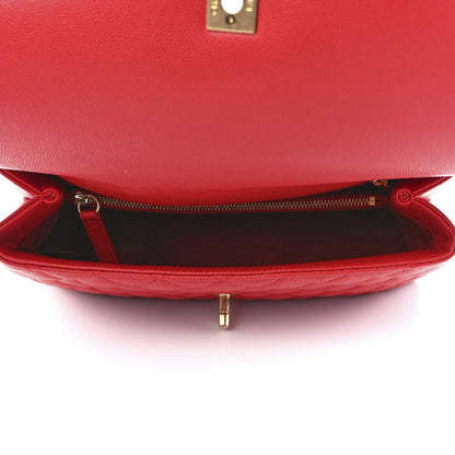 Chanel Caviar Quilted Small Coco Handle Flap Red 5 of 12