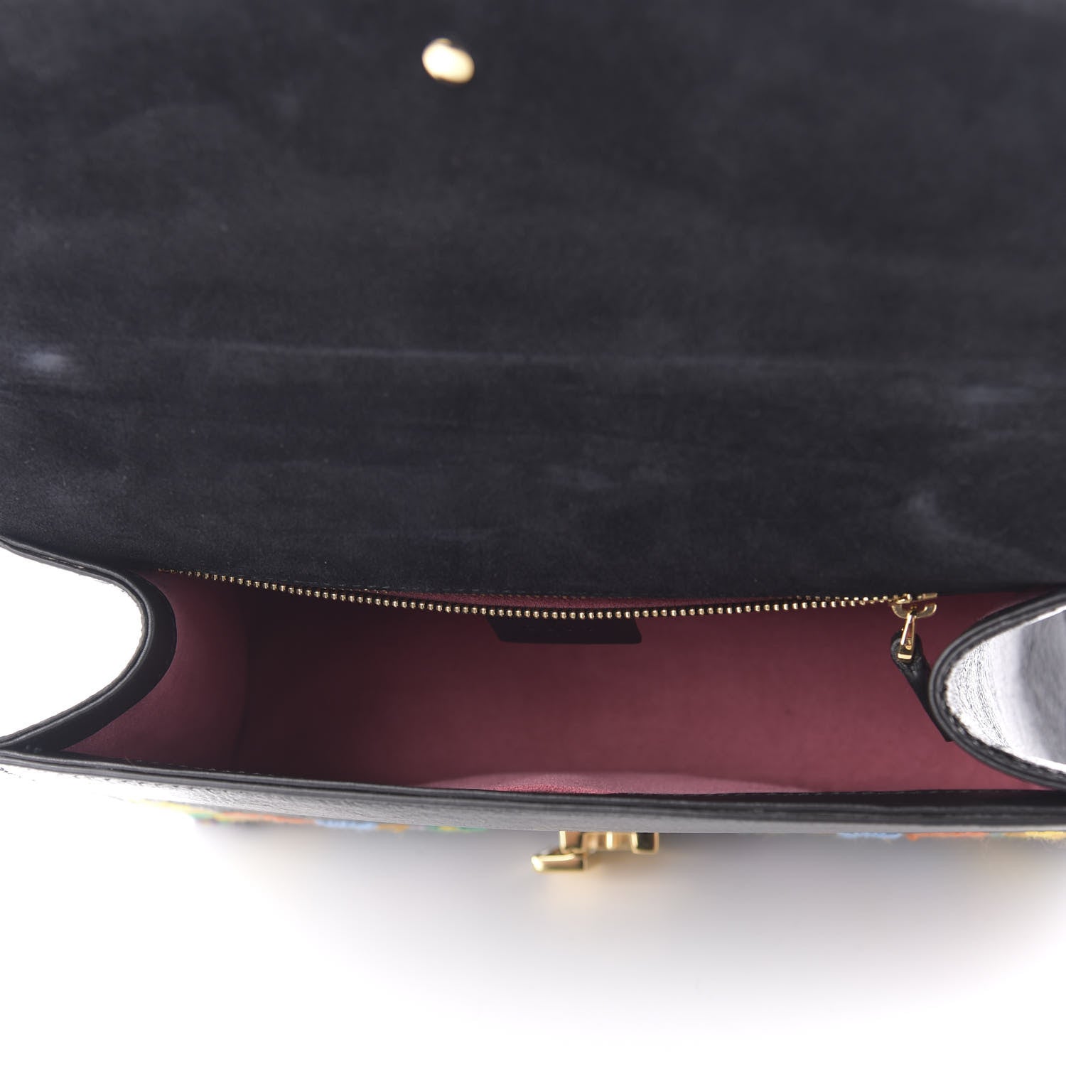 Gucci Calfskin Embroidered Small Sylvie Shoulder Bag Black 5 of 10