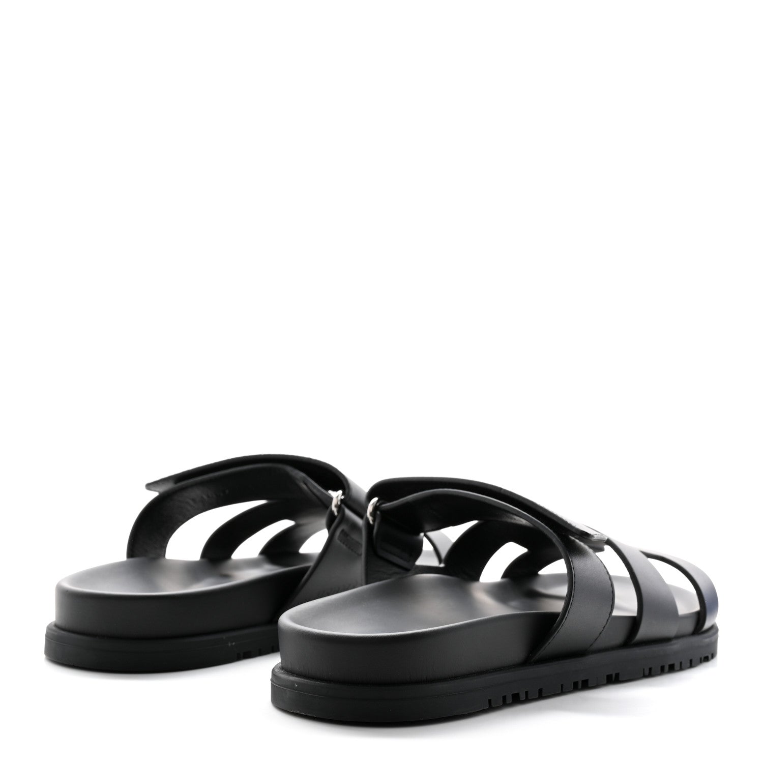 Hermes Calfskin Womens Chypre Sandals 38.5 Black 4 of 12