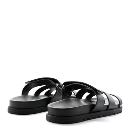 Hermes Calfskin Womens Chypre Sandals 38.5 Black 4 of 12