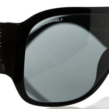 Chanel Acetate Crystal CC Shield Sunglasses 5466-B Black 7 of 8