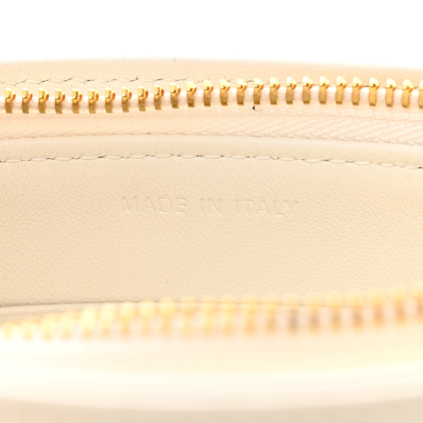 Calfskin Cannage Caro Zipped Pouch With Chain Latte