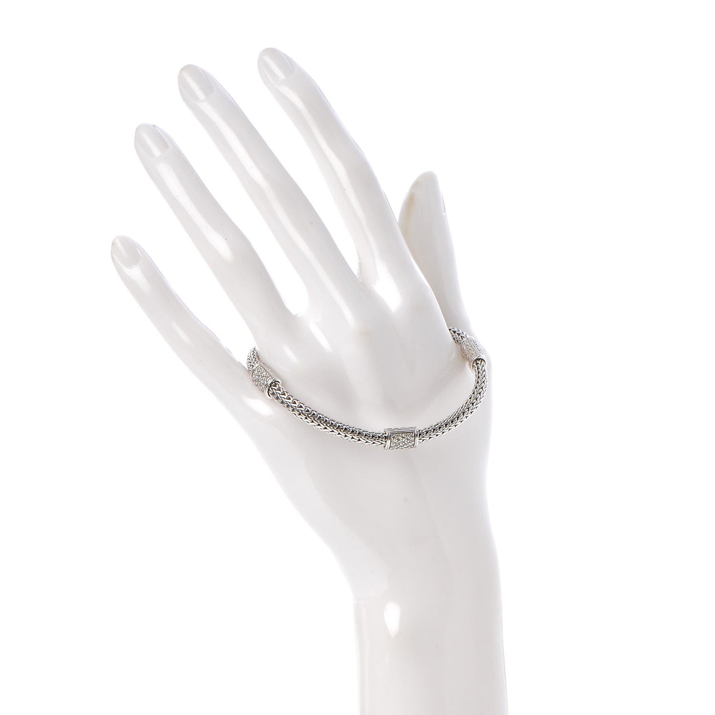 Sterling Silver Diamond Classic Chain Station Bracelet