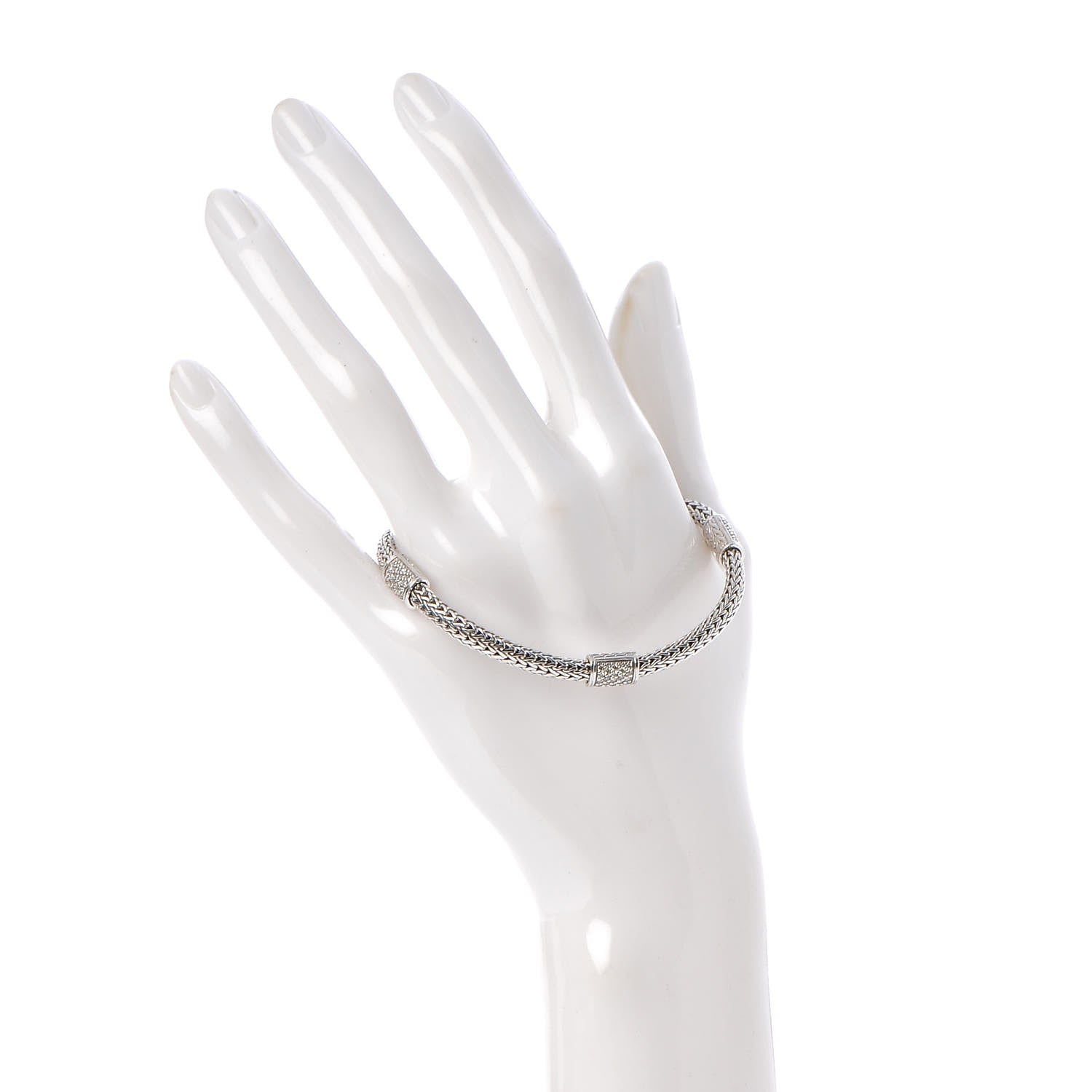 John Hardy Sterling Silver Diamond Classic Chain Station Bracelet 2 of 4