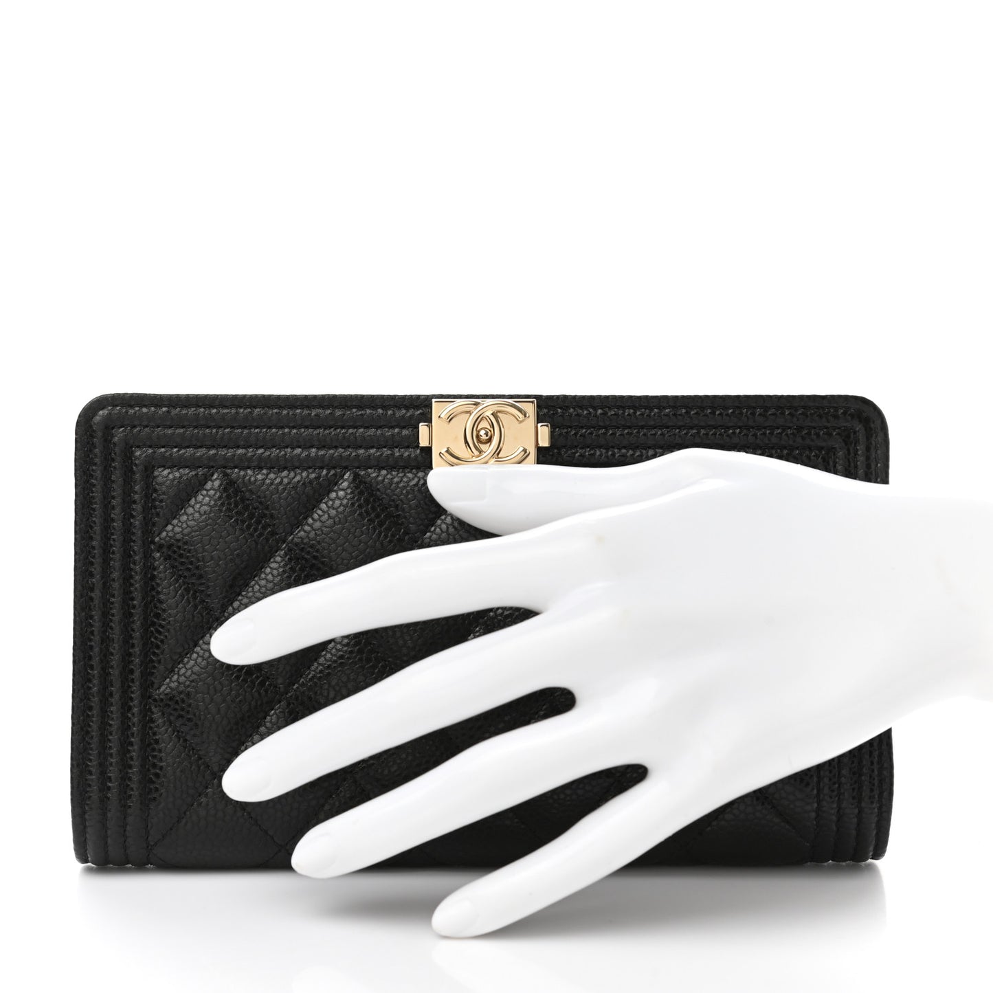Caviar Quilted Boy Yen Wallet Black