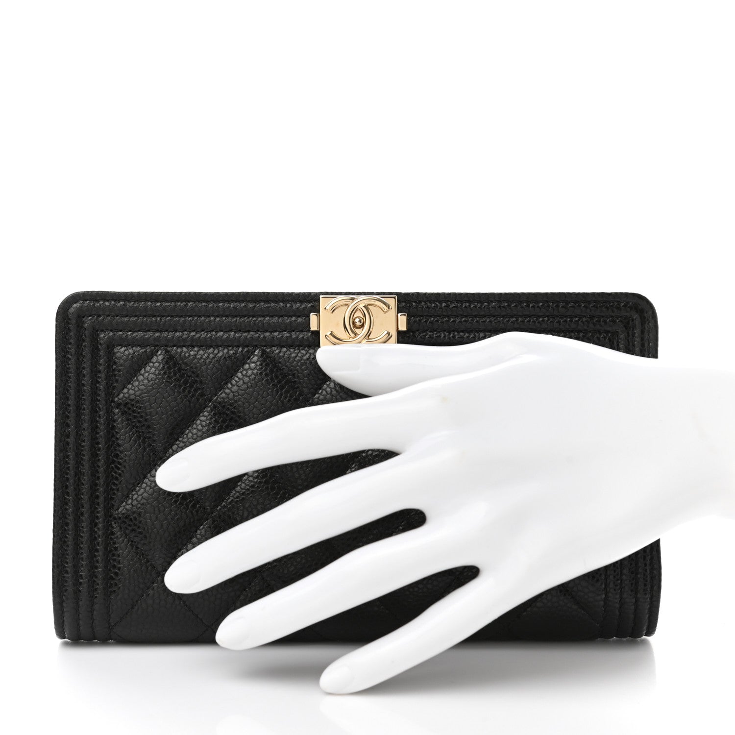 Chanel Caviar Quilted Boy Yen Wallet Black 2 of 9