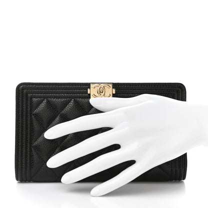 Chanel Caviar Quilted Boy Yen Wallet Black 2 of 9