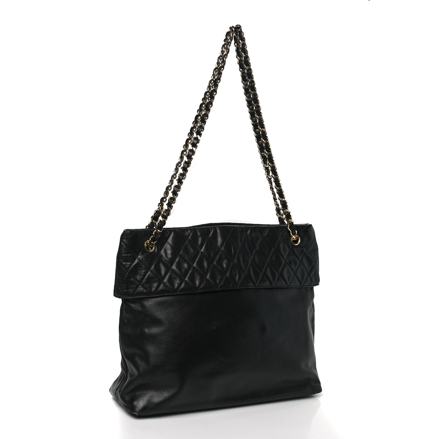 Lambskin Quilted Shopping Tote Black