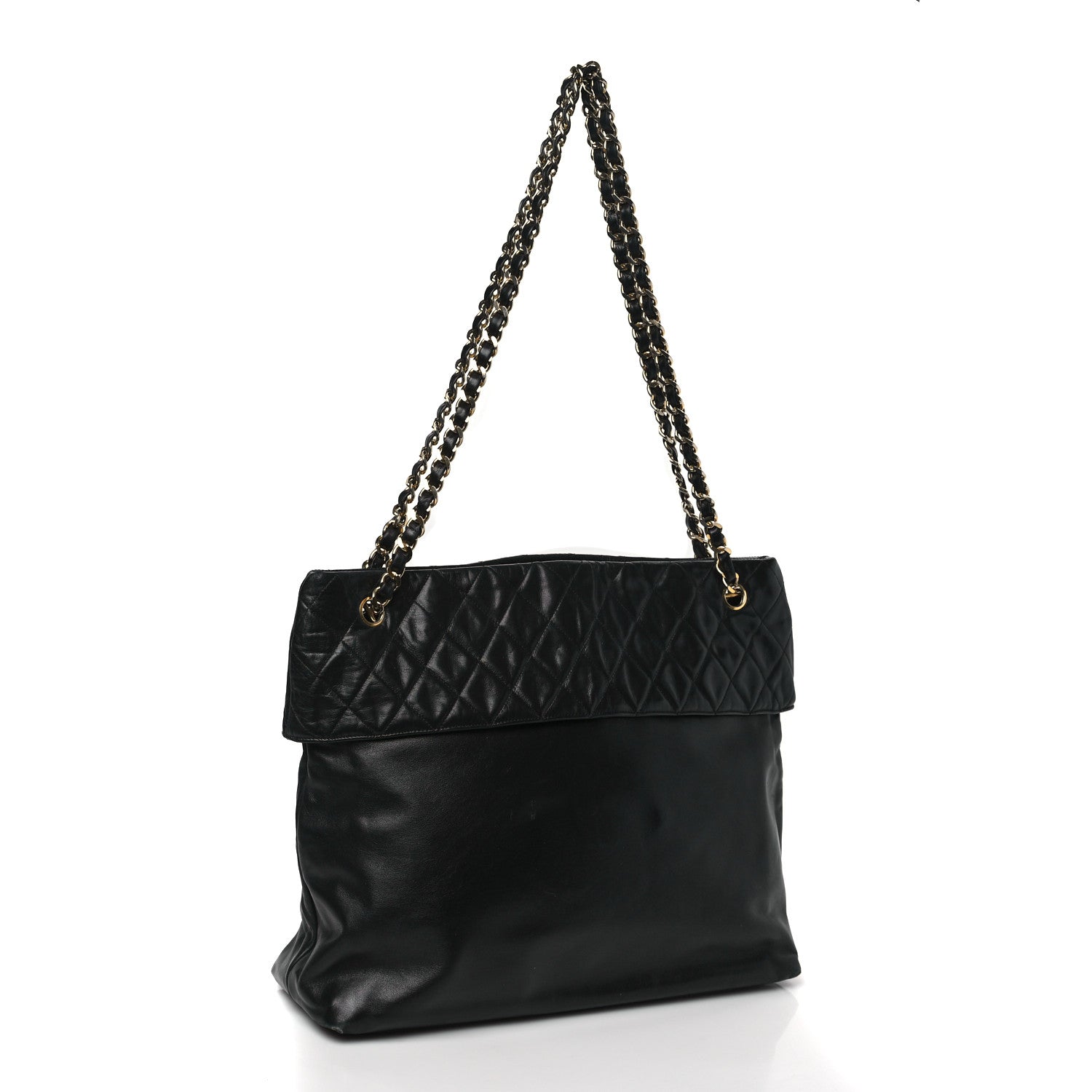 Chanel Lambskin Quilted Shopping Tote Black 3 of 9
