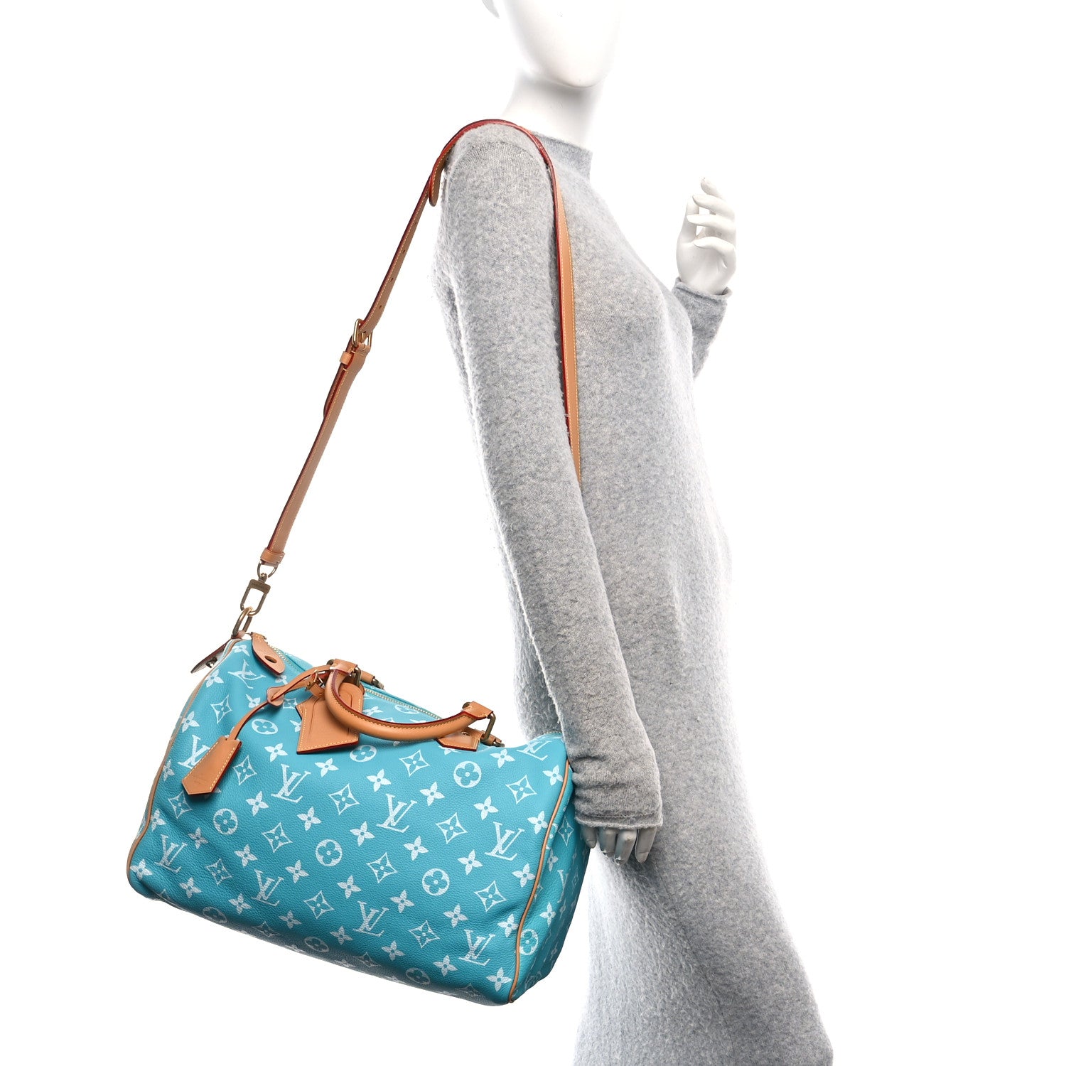 Louis Vuitton Calfskin Monogram Speedy P9 Bandouliere 40 Turquoise 2 of 11