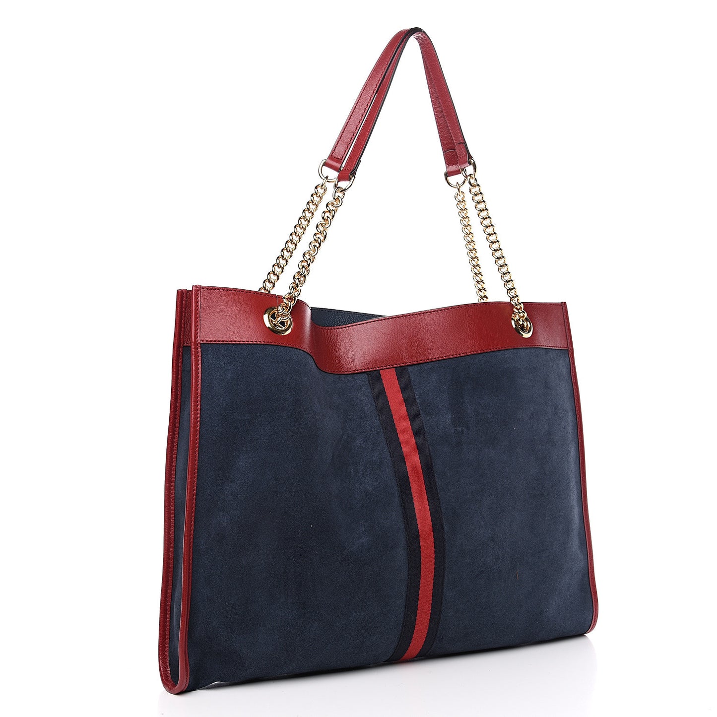 Suede Calfskin Large Rajah Chain Tote New Blue Romantic Cherry