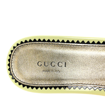 Gucci Patent Crystal Snake Head Block Heel Slide Sandals 40 Pistachio Green 8 of 9