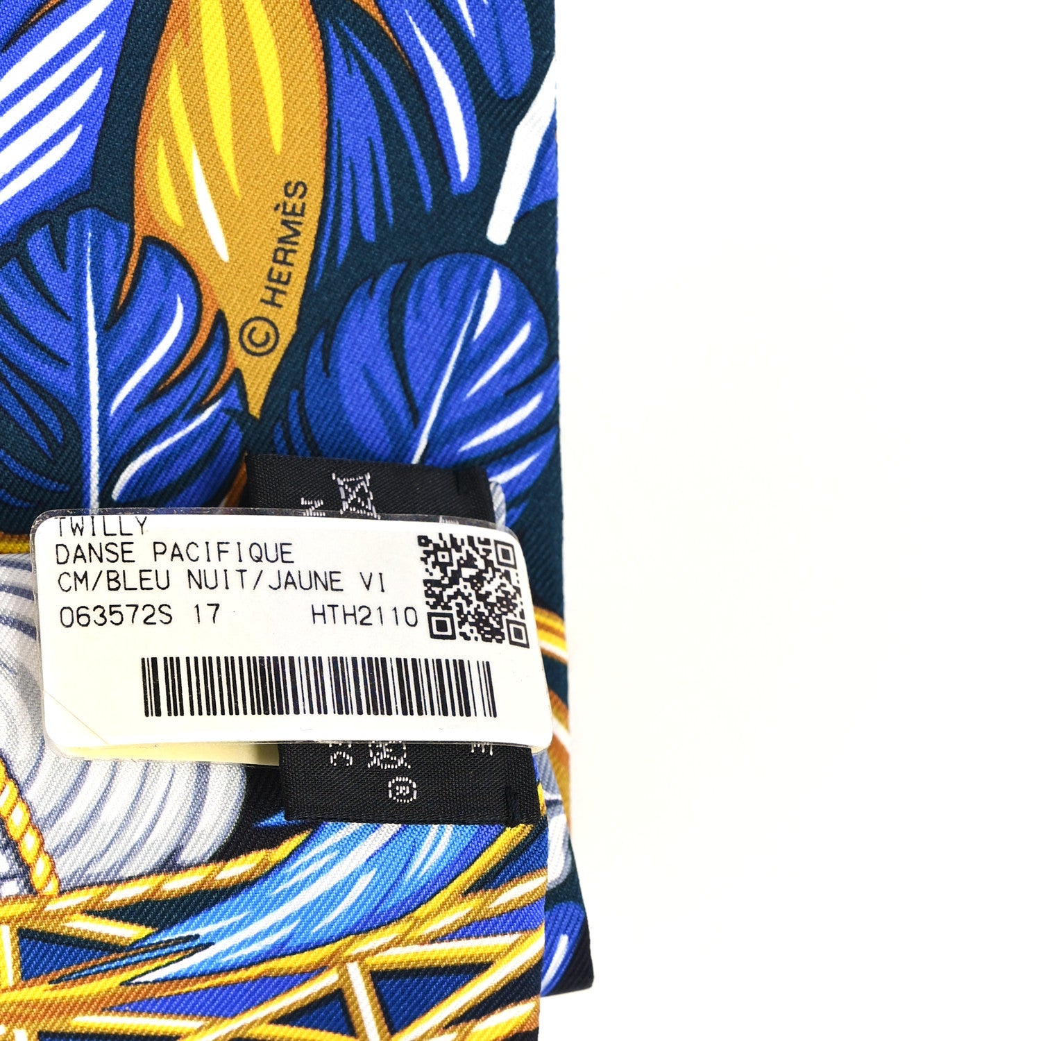 Hermes Silk La Danse Pacifique Twilly Bleu Nuit Jaune Vif 3 of 3