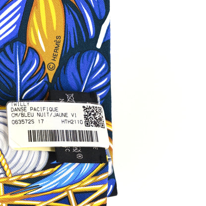 Hermes Silk La Danse Pacifique Twilly Bleu Nuit Jaune Vif 3 of 3