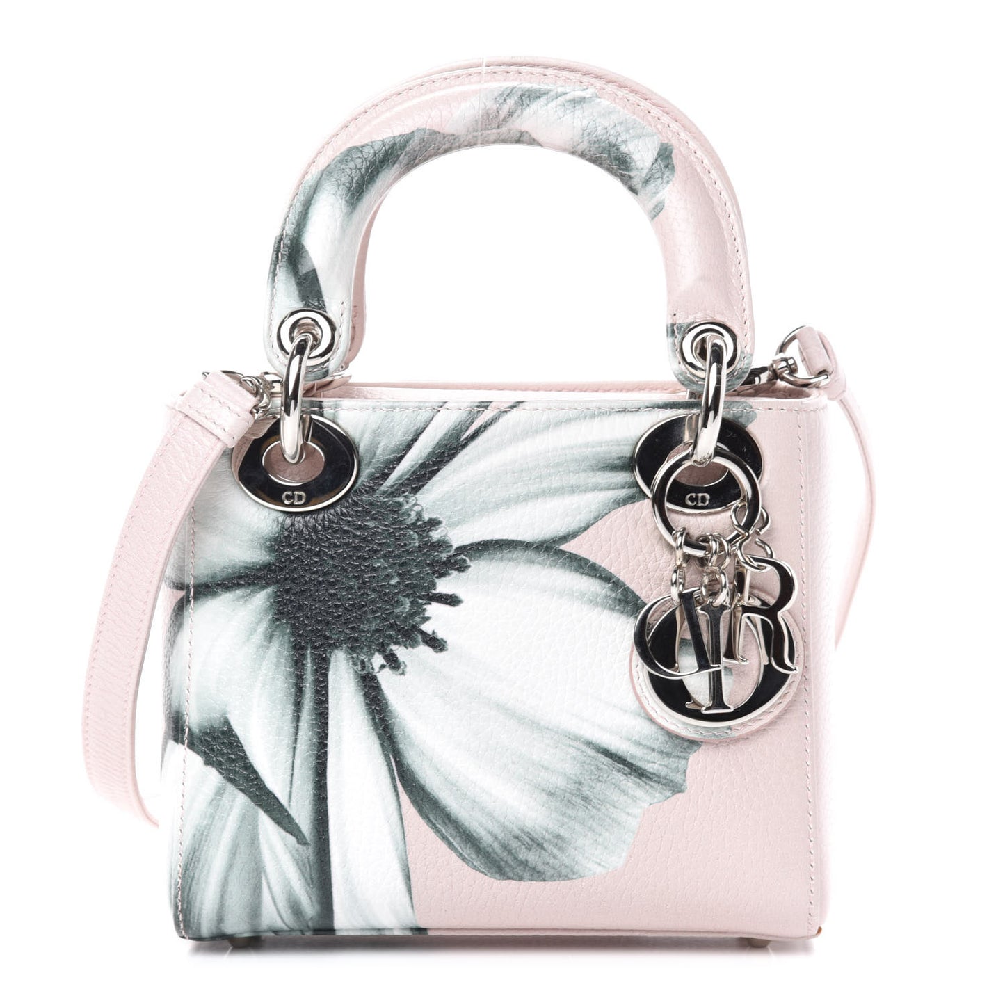 Deerskin Floral Printed Mini Lady Dior Pink