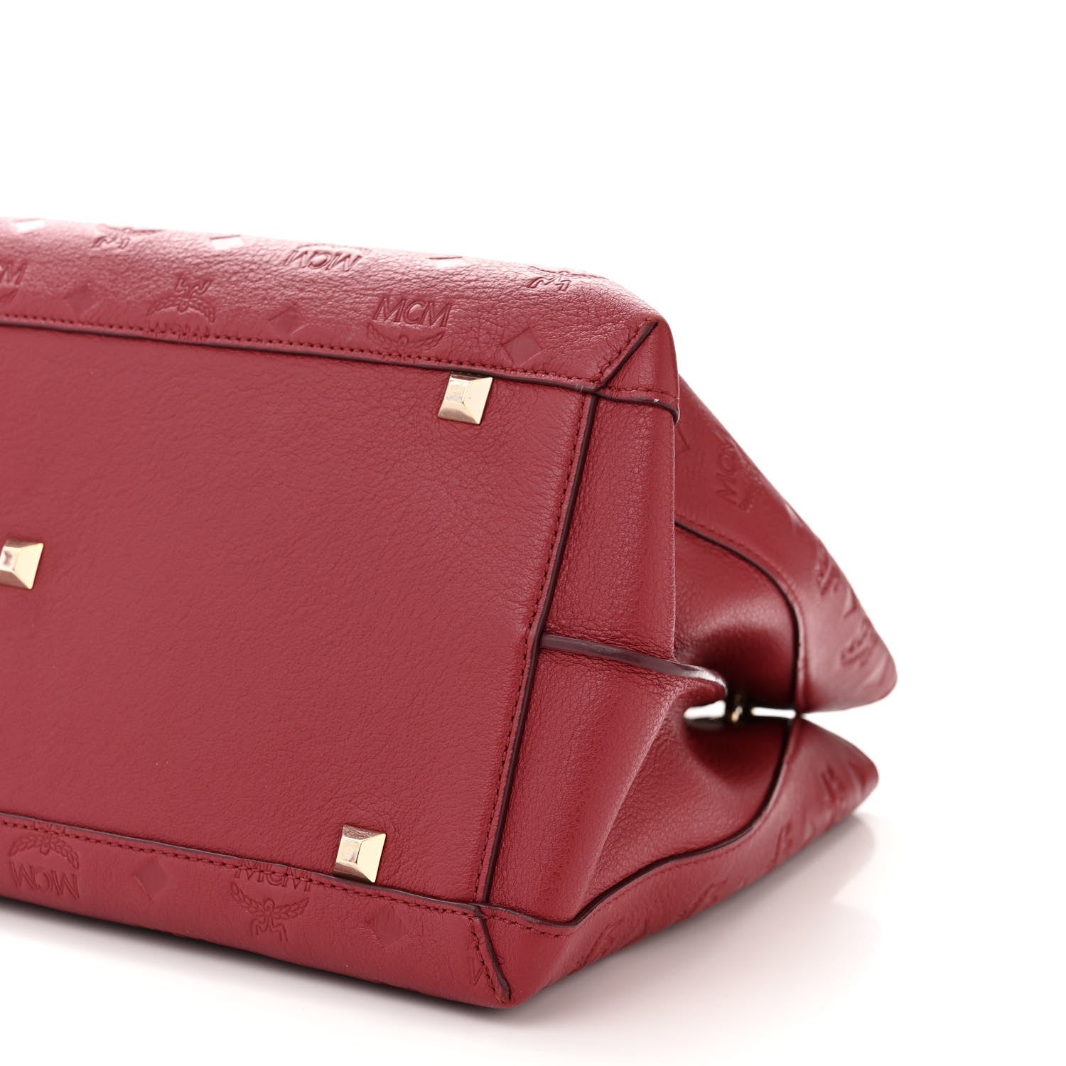 MCM Calfskin Ottomar Monogram Large Essential Tote Red 10 of 11