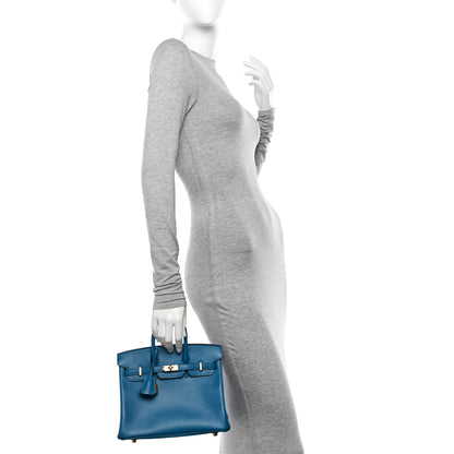 Hermes Tadelakt Birkin 25 Bleu Izmir 2 of 12